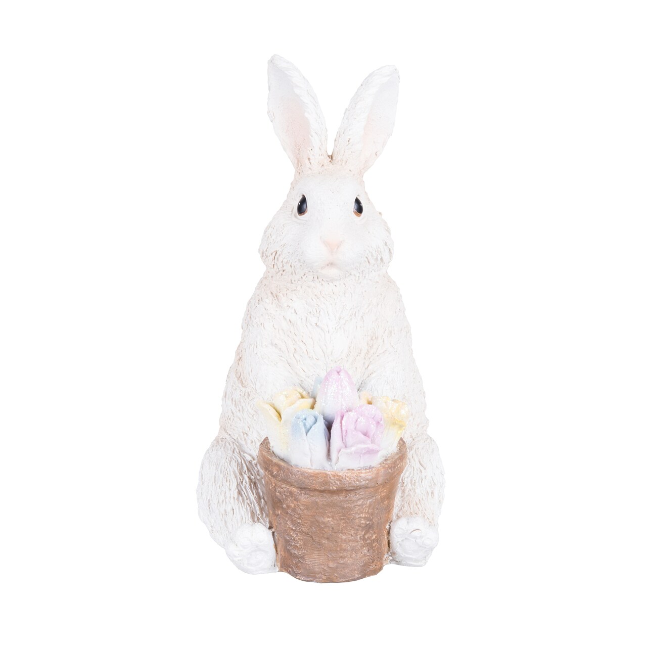 5.91" Easter Bunny Rabbit w/ Flower Floral Flower Basket Decorative Figure Figurine